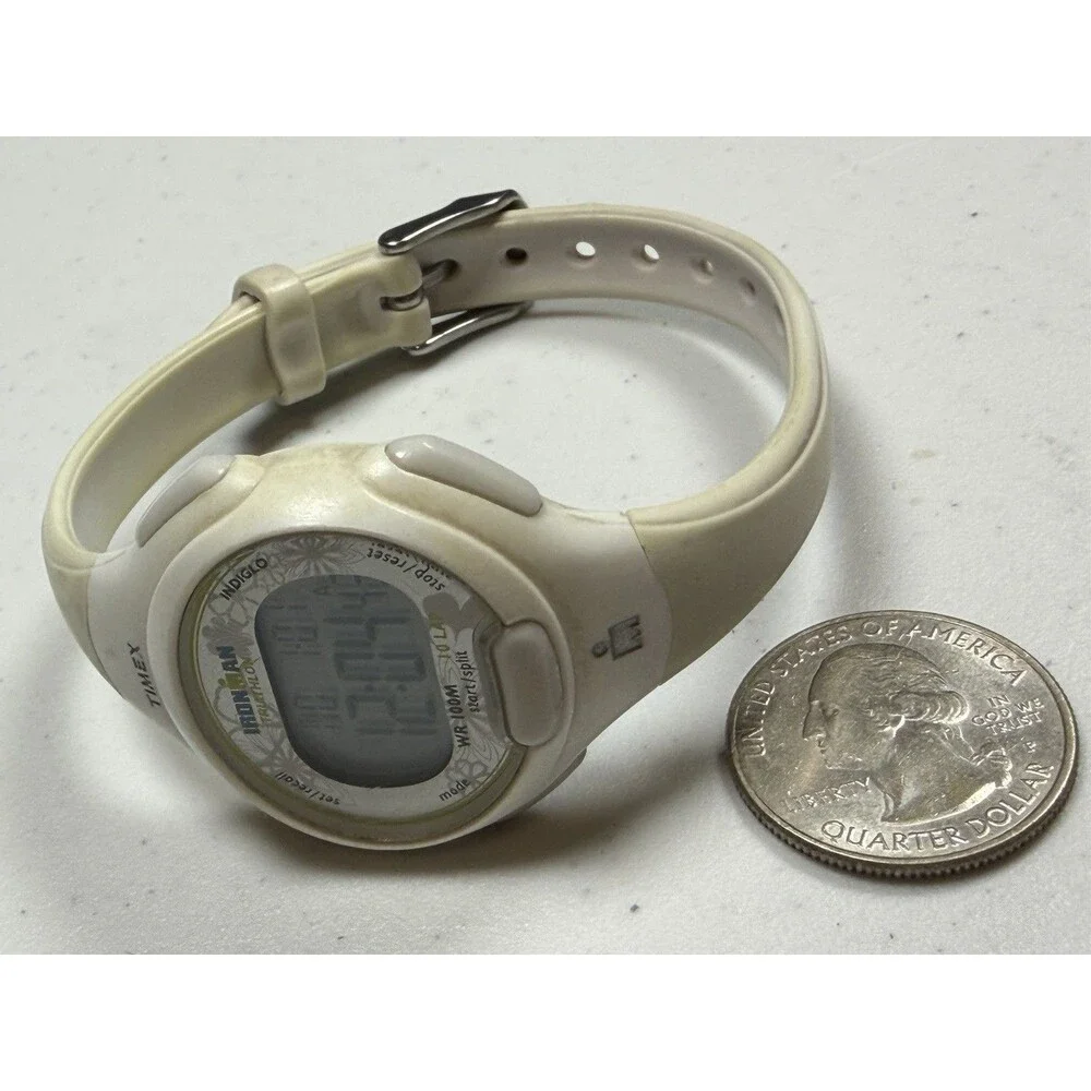 Timex Ironman Triathlon Women’s Digital Watch 10 Lap Indiglo WR100M White Works